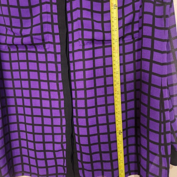 Michael Kors Sheer Purple and Black Dress Blouse with Zipper Accents Size XLarge - Picture 16 of 16